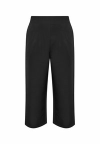 Pantalones cortos negros con corte recto, que cuentan con una textura suave y dos bolsillos laterales. Diseñados con una cintura entallada para un ajuste ordenado.