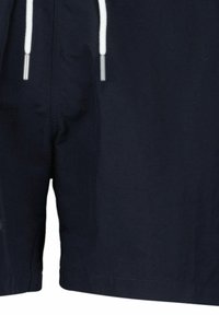 Marineblauwe zwemshorts met een witte trekkoord, zilveren accessoires en een glad, lichtgewicht stof. Heeft een gestikte zoom en een zijzak.