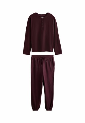 Next, REGULAR FIT - COSY WAFFLE LONG SLEEVE HENLEY PYJAMAS SET - Nachtwäsche Set - burgundy red