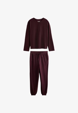 Next, REGULAR FIT - COSY WAFFLE LONG SLEEVE HENLEY PYJAMAS SET - Nachtwäsche Set - burgundy red