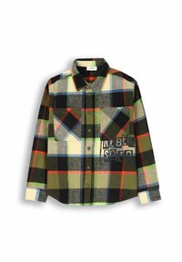 Koszula flanelowa w zielono-czarną-czerwoną kratę. Posiada dwie kieszenie na piersi, zapięcie na guziki z przodu oraz grafikę "REBEL SQUAD" na jednej z kieszeni.