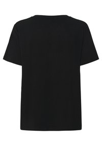 Sort T-shirt med korte ærmer og rund halsudskæring, lavet af glat stof. Har en afslappet silhuet og enkelt design uden synlige grafik.