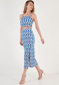 LELA SLIM FIT SET - Blúz - blue white