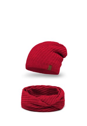 7017 BEANIE AND SCARF SET - Scaldacollo - red