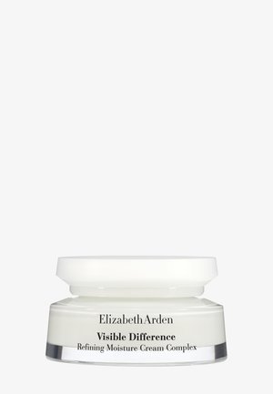 Elizabeth Arden Visible Difference Refining Moisture Cream Complex en un tarro blanco con tapa plana sobre fondo liso.