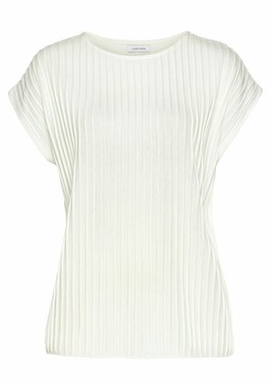 Witte geplooide top met korte mouwen, gemaakt van zachte stof, met een ronde halslijn en een relaxte pasvorm voor comfortabel dragen.