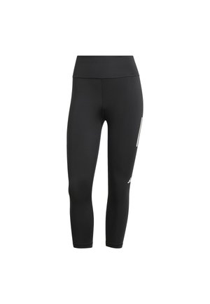 Zwarte legging van rekbaar materiaal met een hoge tailleband. Beschikt over een zijzak en een klein wit logo nabij de zoom.