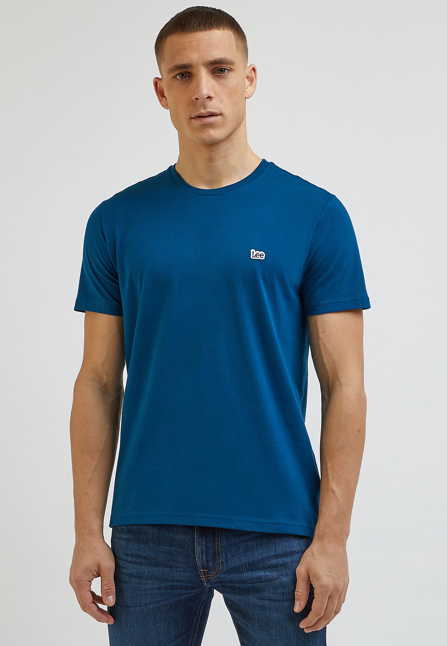 Lee Herren T-Shirt Mit Logo-Patch – Regular Fit Aus 100% Baumwolle | Rundhals | Langarm | Bequemes Basic Für Jeden Tag
