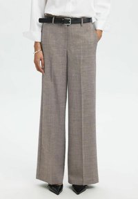 WIDE LEG ELEGANTE - Bukse - dark sand melange