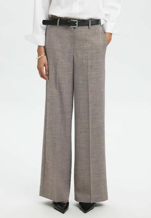 WIDE LEG ELEGANTE - Stoffhose - dark sand melange