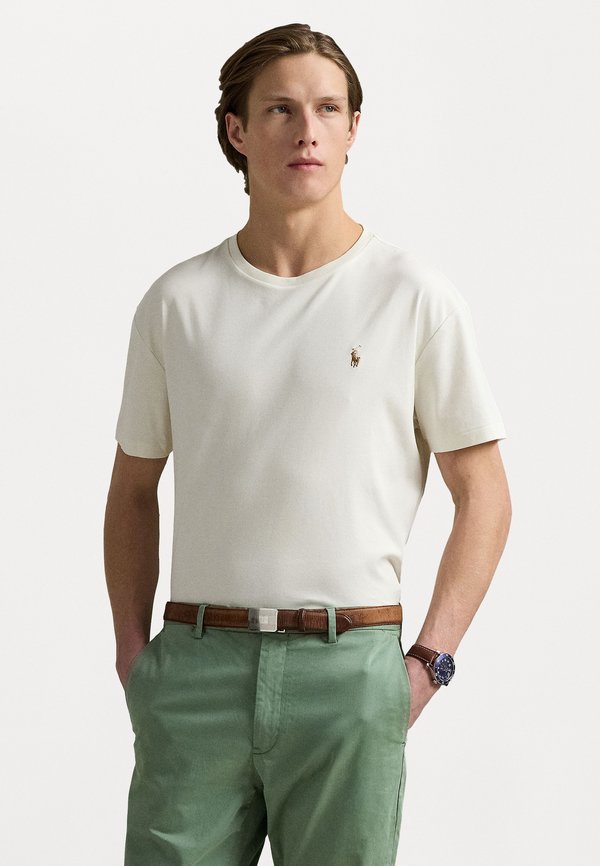 CUSTOM SLIM FIT SOFT COTTON T-SHIRT - Basic T-shirt - pale cream