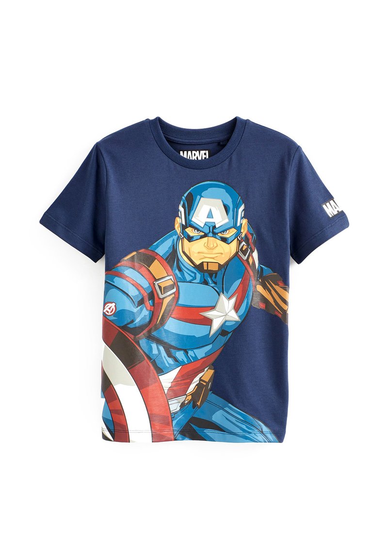 Marvel Big & Tall Classic Captain America Stats - Camiseta De Manga Corta Para Hombre, Negro