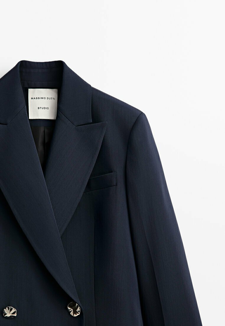 Damen Leichte Jacken | Massimo Dutti STUDIO WOOL BLAZER WITH SILVER BUTTONS Blazer blue black denim/dark-blue denim - WN69257 Damen Leichte Jacken | Massimo Dutti STUDIO WOOL BLAZER WITH SILVER BUTTONS Blazer blue black denim/dark-blue denim - WN69257
