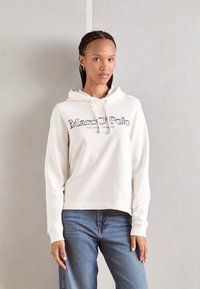 Marc O'Polo LONG SLEEVE HOODED LOGO PRINT - Camisola - white cotton