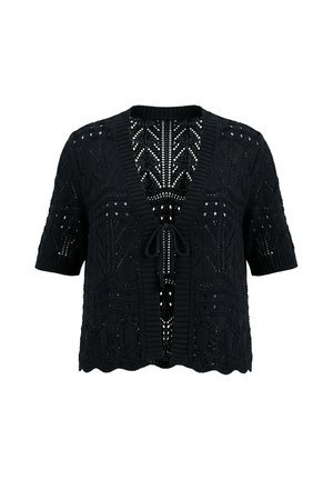 Angel of Style, CARDIGAN, STRAIGHT FIT, OPENWORK KNIT, SHORT SLEEVES - Chaqueta de punto - black