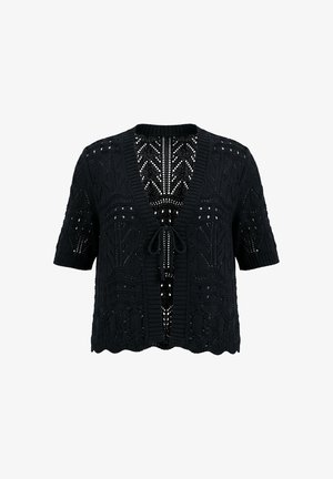 Angel of Style, CARDIGAN, STRAIGHT FIT, OPENWORK KNIT, SHORT SLEEVES - Chaqueta de punto - black