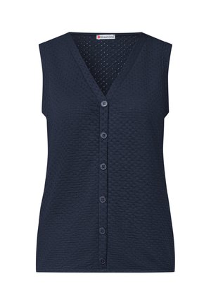 Street One TOP MIT V-NECK UND DEKORATIVER KNOPFLEISTE - Bodywarmer - darkest blue