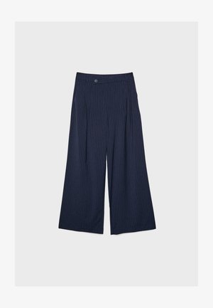 Stradivarius CASUAL STRIPED WITH CROSSOVER - Hlače - dark blue