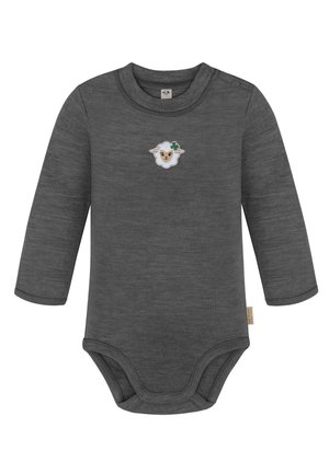 UNISEX MERINO WINTER LANGARM BODY STRAMPLER MIT KNOPF BODYSUIT EINTEILER 100 % MERINOWOLLE - Body - anthrazit