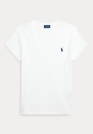 Polo Ralph Lauren, COTTON JERSEY V-NECK TEE - Basic póló - white