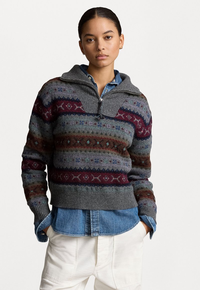 Polo Ralph Lauren FAIR ISLE WOOL HALF-ZIP SWEATER - Džemperis - grey multi
