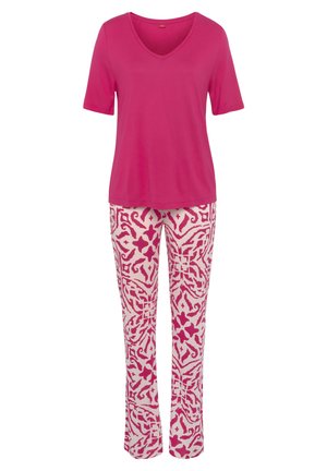 SET - Pijama - magenta ecru gemustert