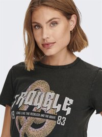 ONLY ONLLUCY LIFE REG S/S JRS NOOS - Printtipaita - black