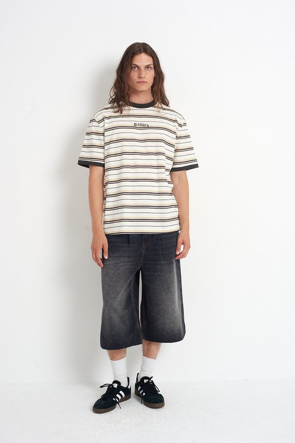 STRIPE RAGGED TEE - Print T-shirt