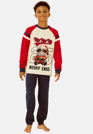 SINGLE LONG SLEEVE SET - Nattplagg set - red navy white christmas varsity santa