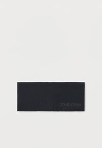 Czarna prostokątna opaska materiałowa z subtelnym logo "HOUDINI" z jednej strony, umieszczona na płasko na białym tle.