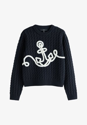 Next, REGULAR FIT - ROPE DETAIL ANCHOR - Džemper - navy blue