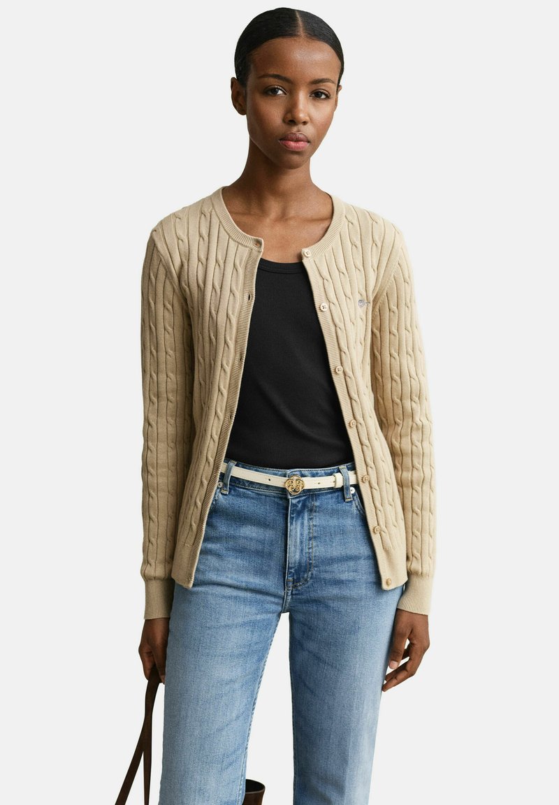 GANT STRETCH CABLE - Kardigan - oat beige