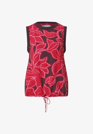 Street One, BLOUSE TOP WITH ROUND NECK AND TAPE-DETAIL, czerwony