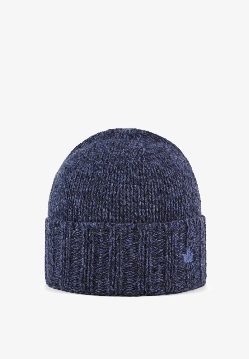 Pletená námořnická čepice s žebrovaným lemem. Vyrobena z texturované příze, na boku má jemný vyšitý vzor. Klasický, zaoblený tvar.