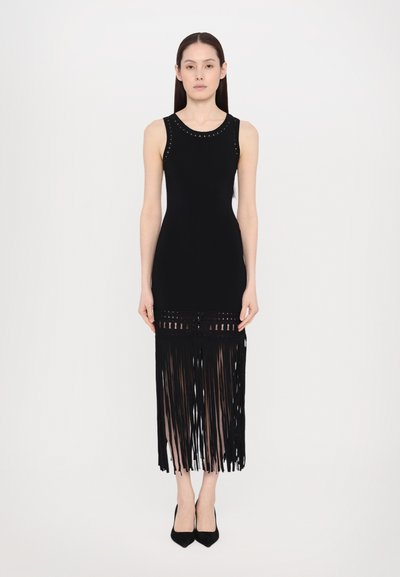 sandro ROBE MIDI BAS BIJOUX FRANGES - Vestito elegante - noir