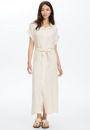 INSIDE, VESTIDO MIDI CAMISERO A RAYAS - Vestido camisero - blanco