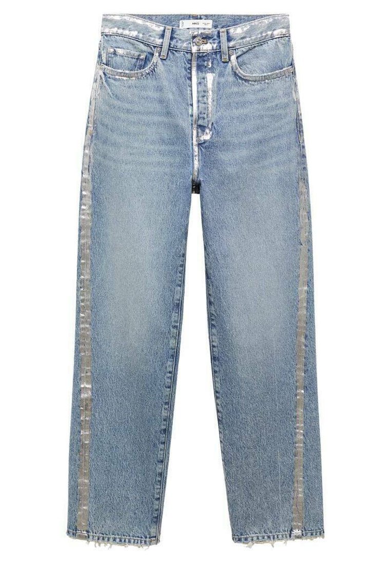 Mango Straight leg jeans zilverkleurig