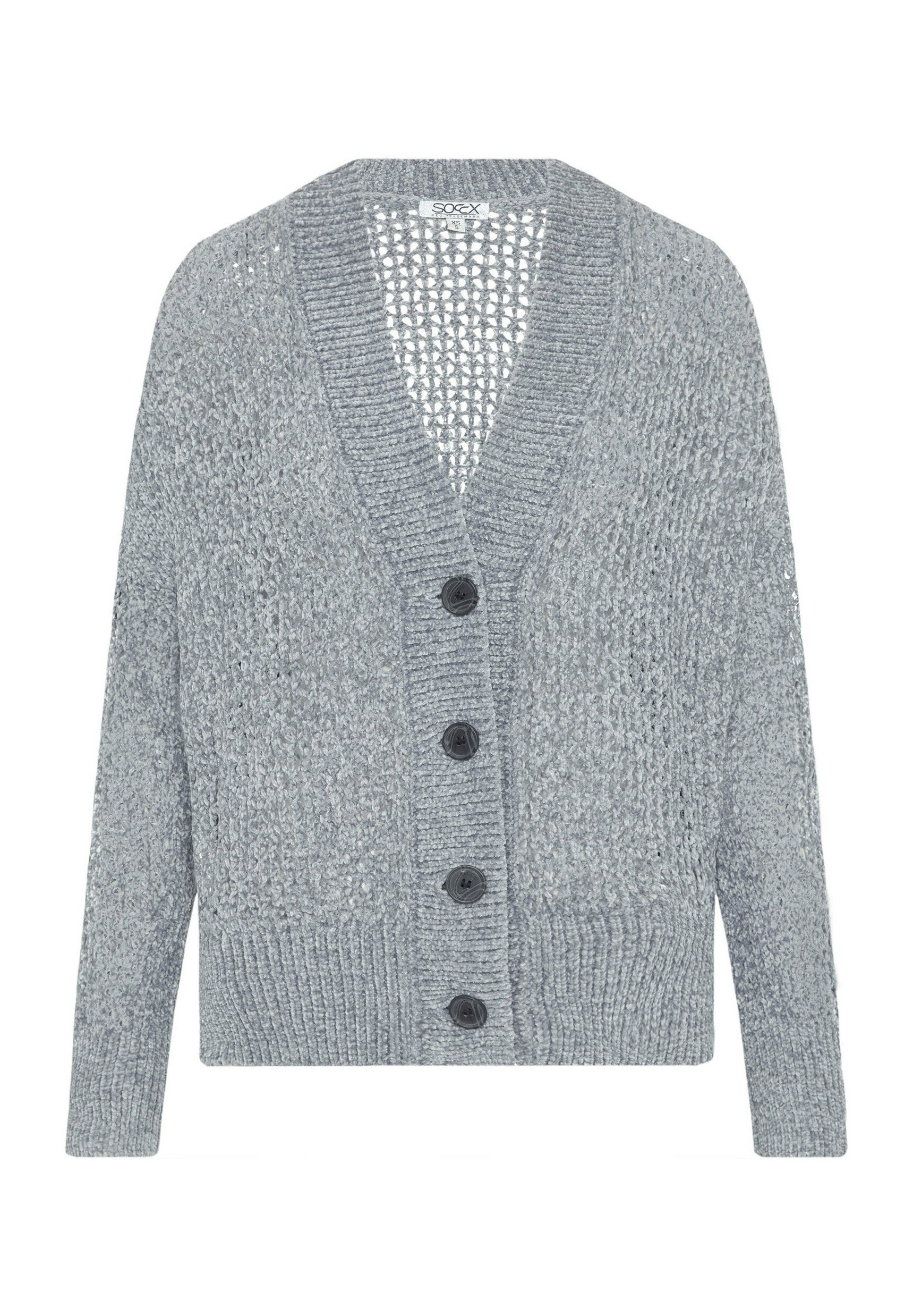 Soccx CHENILLE- MIT MUSTER - Cardigan - cold grey/grey - Zalando