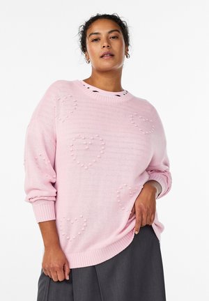LOCKERE MIT HERZMUSTER - Svetrík - parfait pink heart