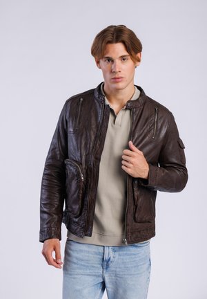 Freaky Nation LORIK - Chaqueta de cuero - dark brown