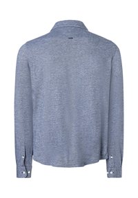 Langsleeve shirt in effen lichtblauwe stof, met een standaard kraag, knopenmanchetten en een ontspannen pasvorm. Zachte textuur met een subtiele glans.