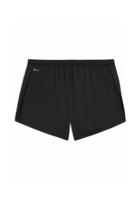Pantalones cortos deportivos negros con una textura suave, cinturilla elástica y aberturas laterales. Presenta el logo "DRYCELL" en el lado izquierdo.