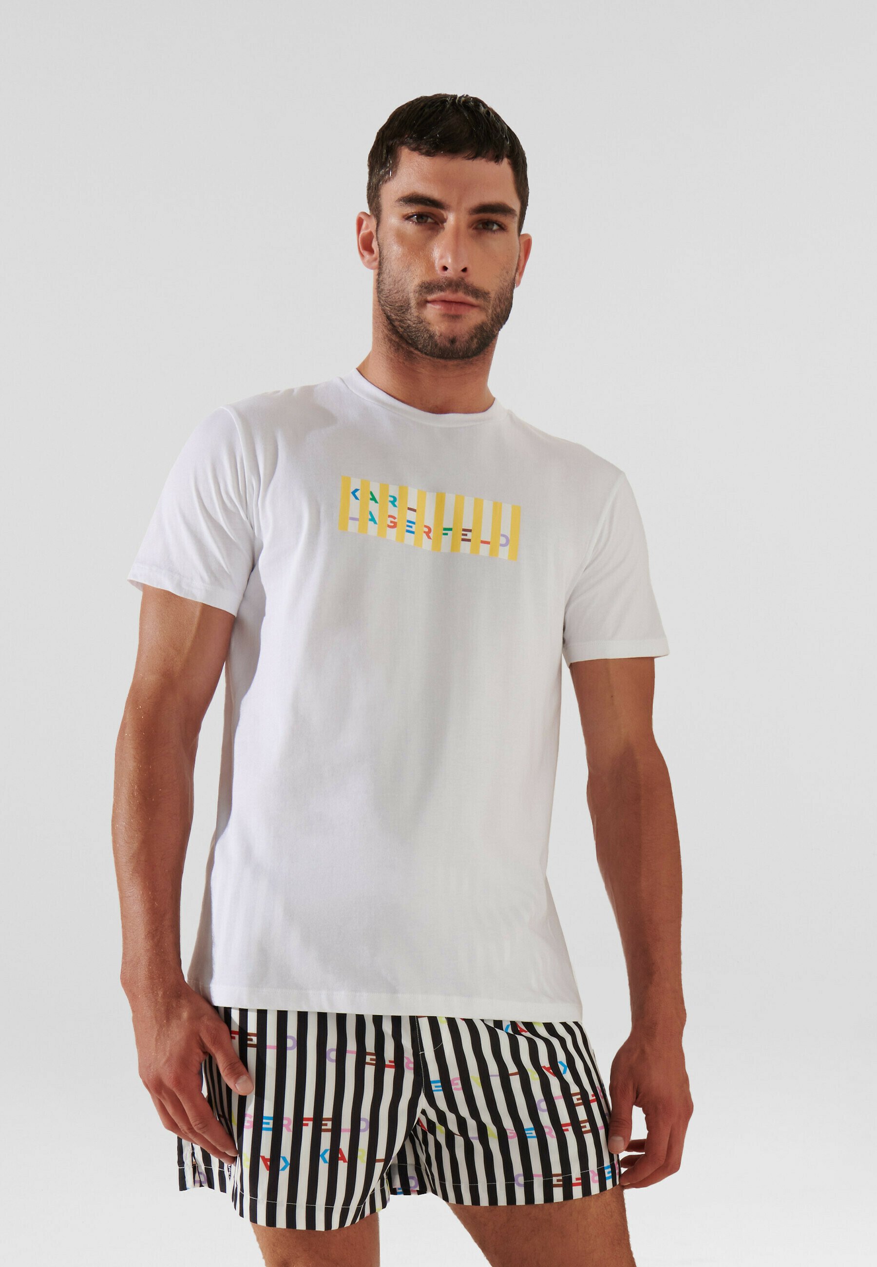 Costume Da Bagno Donna Karl Lagerfeld - Bikini Bottom A Strisce Bianco/nero, Modello IKON RIO