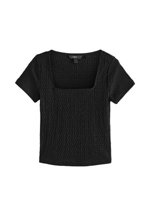 Next REGULAR FIT - TEXTURED SHORT SLEEVE SQUARE NECK - T-shirts print - black