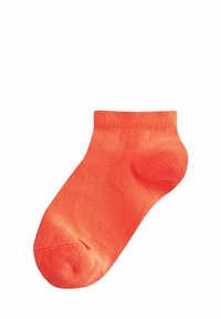 Helle orange Baumwollknöchelsocken mit geripptem Muster, runder Zehenpartie und weicher Oberfläche. Geeignet für lässige Freizeitmode und täglichen Komfort.