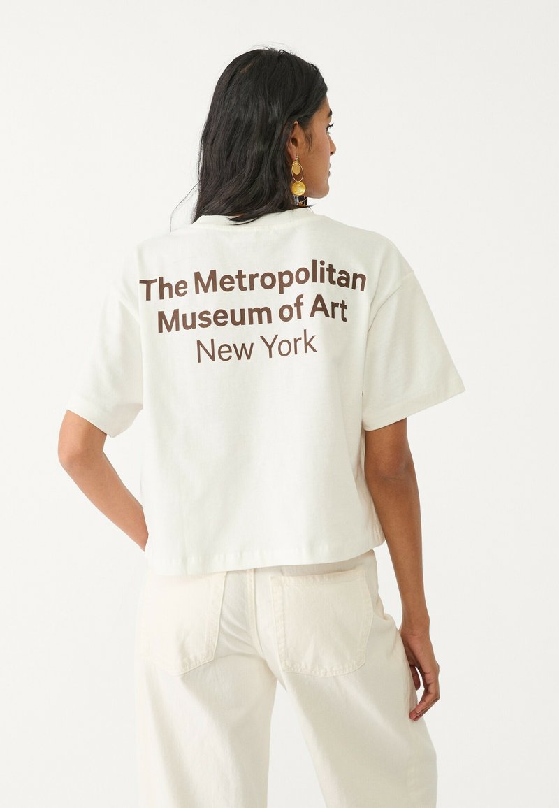 Stradivarius - THE MET CROPPED - T-shirt imprimé - white, Agrandir