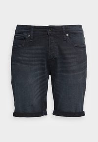 Jeansshorts i mörk tvätt, med uppvikta fållar, femfickorsdesign och kontrasterande sömmar. Tillverkade av en bomullsblandning för komfort.