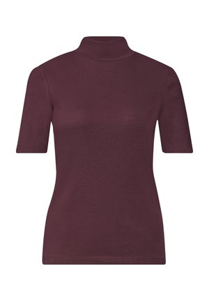 Street One, T-SHIRT WITH RIBBED TURTLENECK - T-shirt basic - rustic rouge