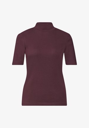 Street One, T-SHIRT WITH RIBBED TURTLENECK - T-shirts basic - rustic rouge