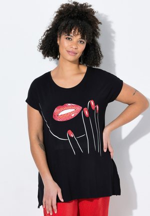 A-LINIE KUSSMUND-MOTIV - T-shirt imprimé - black